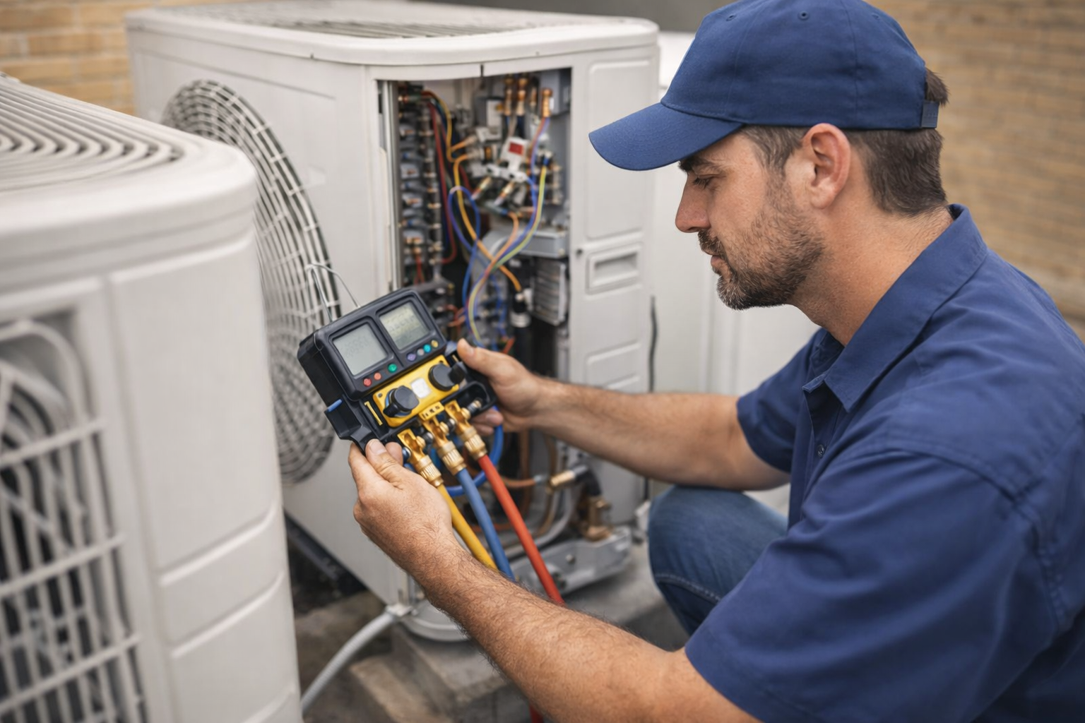 Warmtelijn monteur aan het werk